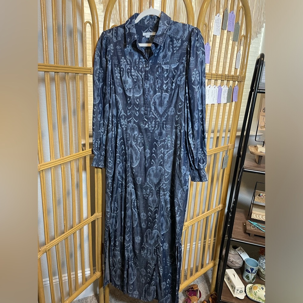 Chico's denim Patterned Long Sleeve Dress - Picture 2 of 11